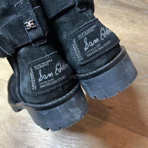 Sam Edelman Jeanie Black Suede Faux Fur Boots Size 5M - Picture 7 of 10